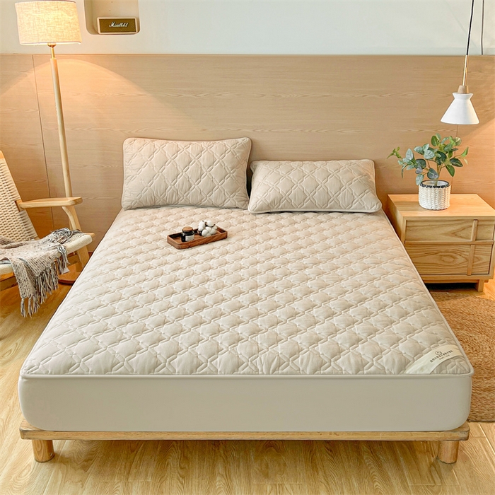 91家纺网 家纺一手货源 找家纺 3C 2024新款A类全棉抗菌防水床笠 全棉防水-清新灰