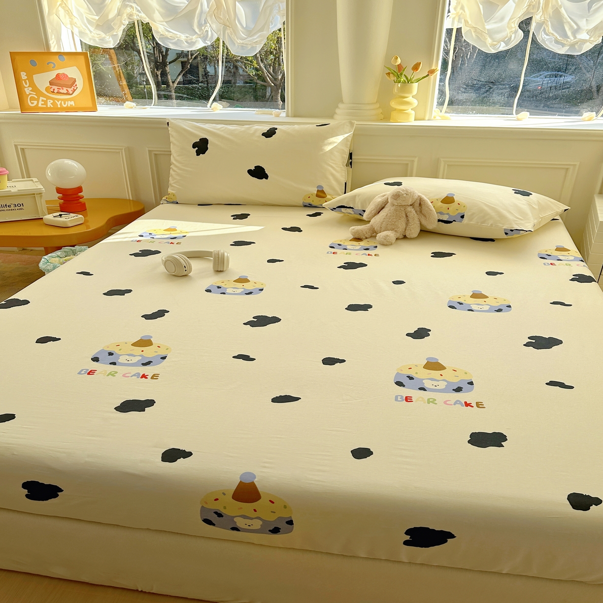 91家纺网 家纺一手货源 找家纺 希诺家居 2025新款全棉纯棉卡通小清新床笠 奶油蛋糕