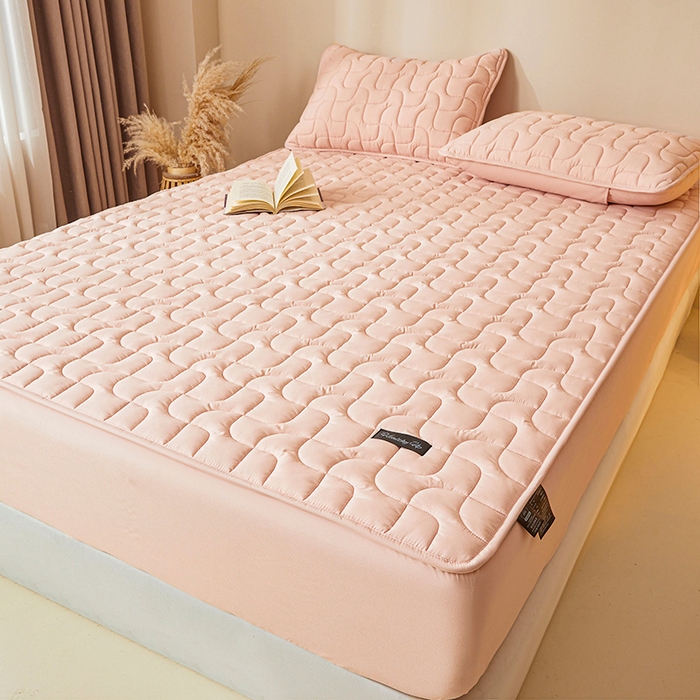 91家纺网 家纺一手货源 找家纺 3C 2025新款A类亲肤夹棉床笠-阡陌 阡陌 温柔粉