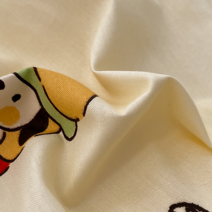 91家纺网 家纺一手货源 找家纺 2025新款全棉卡通小清新系列四件套 汉堡狗