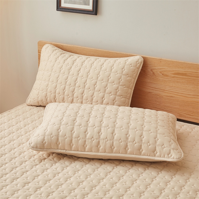 91家纺网 家纺一手货源 找家纺 3C 2025新款A类时尚格防水隔脏床笠 时尚格-浅卡其