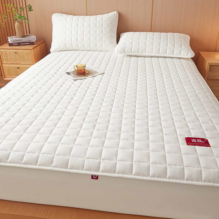 91家纺网 家纺一手货源 找家纺 3C 2025新款全棉水洗棉夹棉床笠-良品 良品 珍珠白