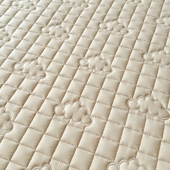 91家纺网 家纺一手货源 找家纺 3C 2025新款A类亲肤夹棉床笠-小云朵 小云朵 浅卡其