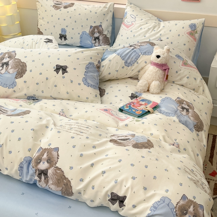 91家纺网 家纺一手货源 找家纺 2025新款全棉卡通小清新系列四件套 奶油甜宠