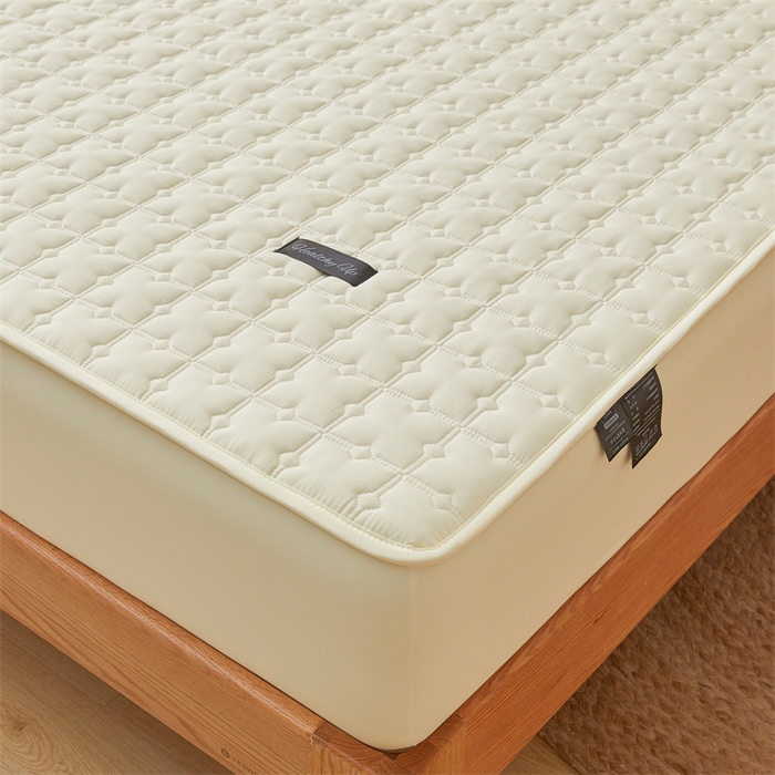 91家纺网 家纺一手货源 找家纺 3C 2025新款A类时尚格防水隔脏床笠 时尚格-奶油白