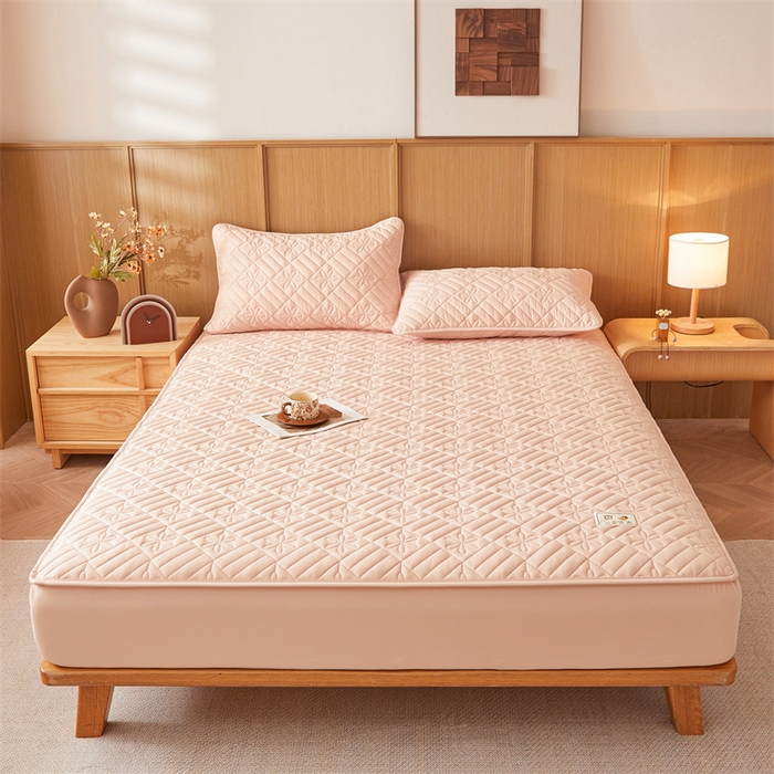 91家纺网 家纺一手货源 找家纺 3C 2025新款A类幸运花防水隔脏床笠 幸运花-嫩粉色