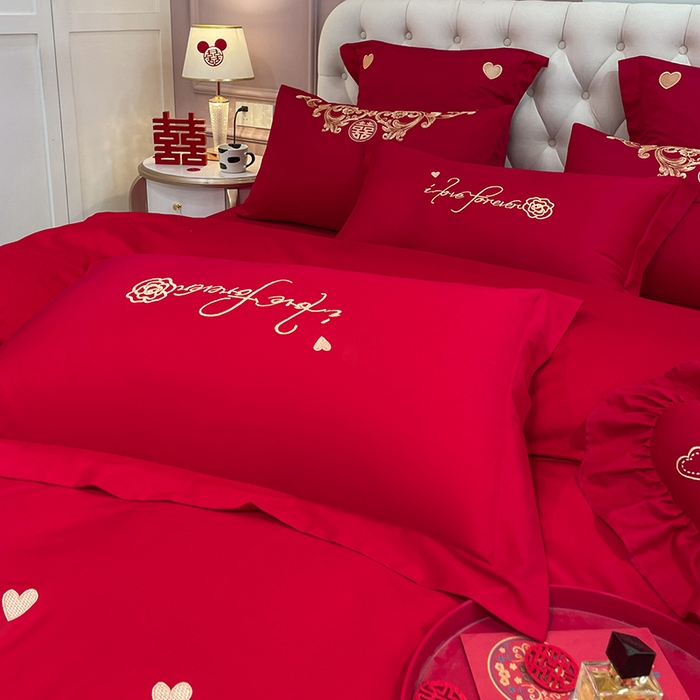 91家纺网 家纺一手货源 找家纺 东方合美（原：皇家传奇） 2023新款亲肤舒适时尚婚庆四件套系列 喜爱