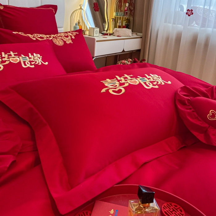 91家纺网 家纺一手货源 找家纺 东方合美（原：皇家传奇） 2023新款小红书风格热款40S婚庆系列 喜乐龙凤