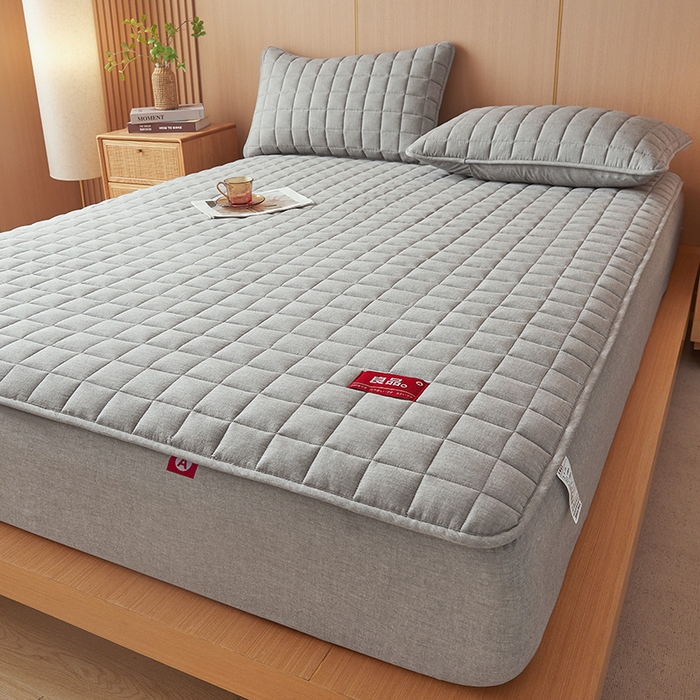 91家纺网 家纺一手货源 找家纺 3C 2025新款全棉水洗棉夹棉床笠-良品 良品 冰山灰