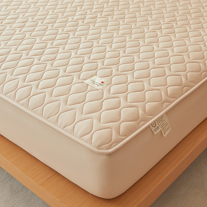 91家纺网 家纺一手货源 找家纺 3C 2025新款A类菱形格防水隔脏床笠-卡诺 卡诺-暖杏