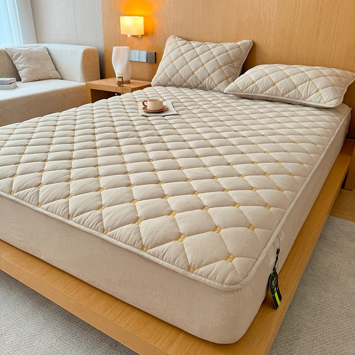 91家纺网 家纺一手货源 找家纺 3C 2024新款H全棉水洗棉床笠 清新灰