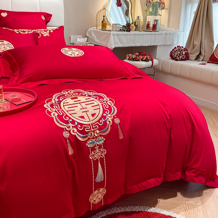 91家纺网 家纺一手货源 找家纺 东方合美（原：皇家传奇） 2023新款亲肤舒适时尚婚庆四件套系列 富贵吉祥