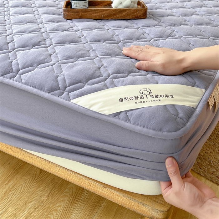 91家纺网 家纺一手货源 找家纺 3C 2024新款A类全棉抗菌防水床笠 全棉防水-蓝灰色