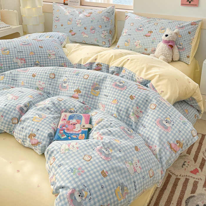 91家纺网 家纺一手货源 找家纺 2025新款全棉卡通小清新系列四件套 可爱贝贝