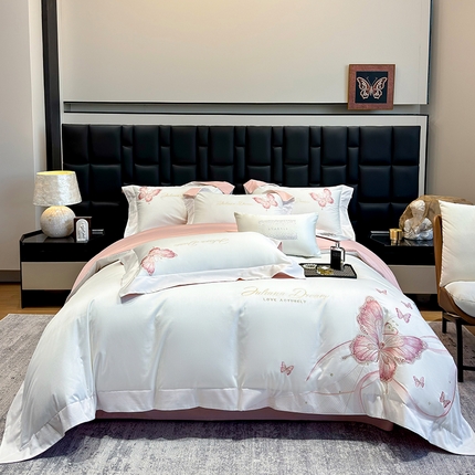 91家纺网 家纺一手货源 找家纺 （总）星蕴家纺 2025新款新款全棉刺绣四件套-露娜【高档礼盒包装】