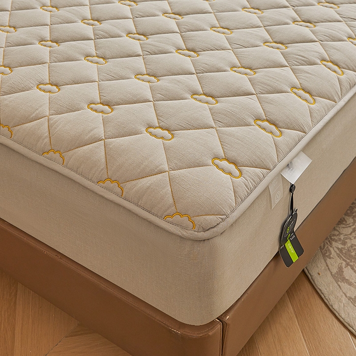 91家纺网 家纺一手货源 找家纺 3C 2024新款云朵全棉水洗棉床笠 云朵 清新灰