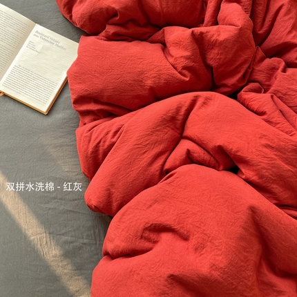 91家纺网 家纺一手货源 找家纺 （总）阿曼达 2025新款ins博主风纯色混搭双色水洗m四件套