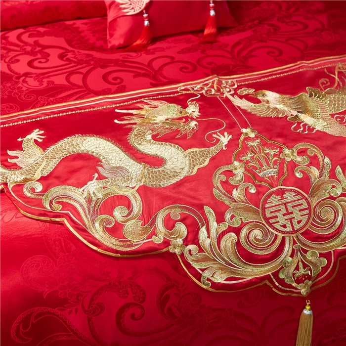 91家纺网 家纺一手货源 找家纺 2023新款100s贡缎提花婚庆多件套系列 凤冠霞帔（新拍2）