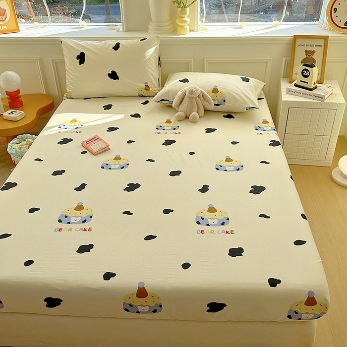 91家纺网 家纺一手货源 找家纺 希诺家居 2025新款全棉纯棉卡通小清新床笠 奶油蛋糕