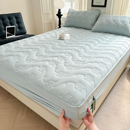 91家纺网 家纺一手货源 找家纺 （总）3C 2024新款全棉水洗棉夹棉玫瑰床笠-花语系列