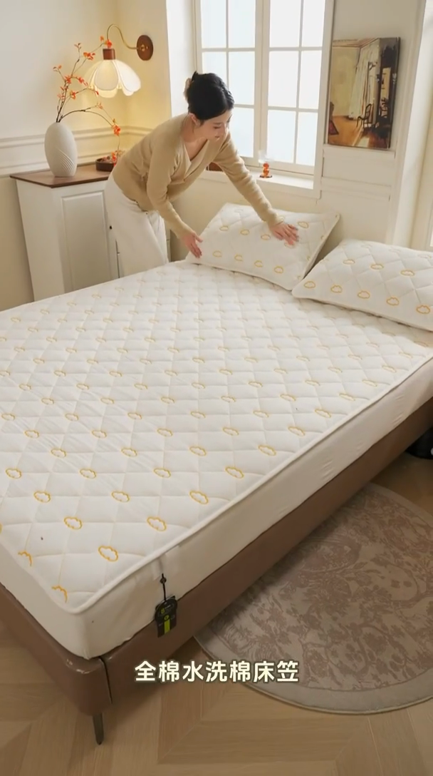 91家纺网 家纺一手货源 找家纺 （总）3C 2024新款云朵全棉水洗棉床笠