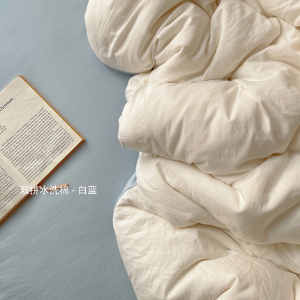 91家纺网 家纺一手货源 找家纺 （总）阿曼达 2025新款ins博主风纯色混搭双色水洗m四件套