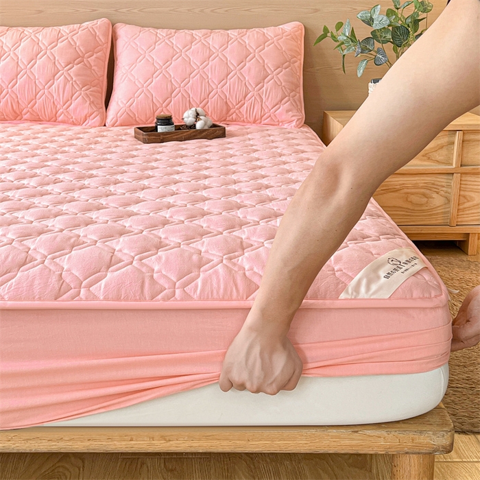 91家纺网 家纺一手货源 找家纺 3C 2024新款A类全棉抗菌防水床笠 全棉防水-灵玉色