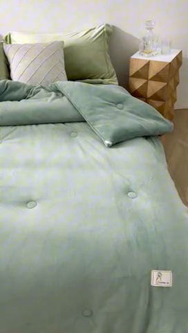 91家纺网 家纺一手货源 找家纺 法芙娜 2025新款牛奶绒懒人被 绿色