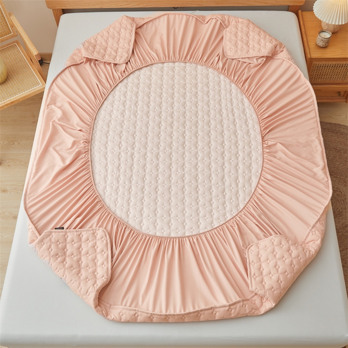 91家纺网 家纺一手货源 找家纺 3C 2025新款A类时尚格防水隔脏床笠 时尚格-嫩粉色