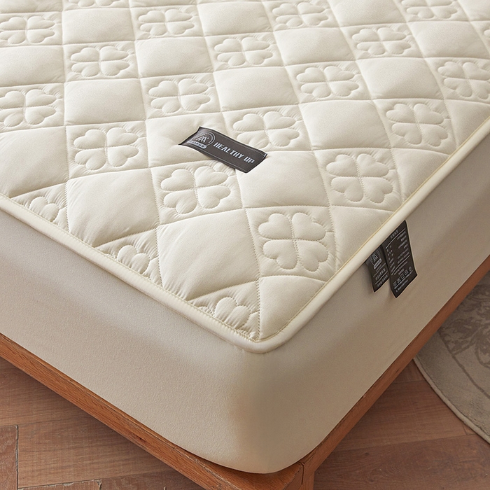 91家纺网 家纺一手货源 找家纺 3C 2025新款A类亲肤夹棉床笠-花叶 花叶 珍珠白