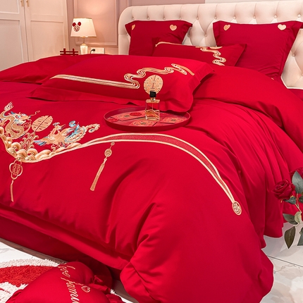 东方合美（原：皇家传奇） 2023新款亲肤舒适时尚婚庆四件套系列 欢喜龙凤