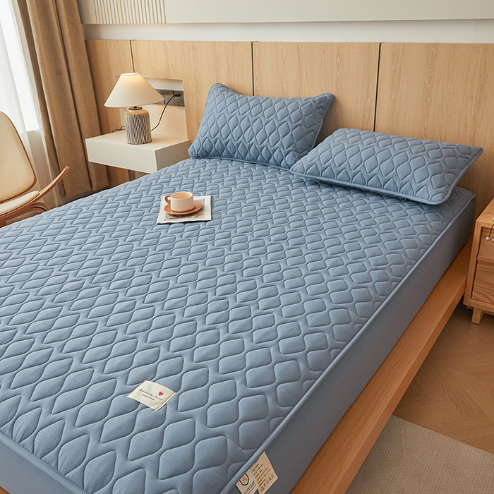 91家纺网 家纺一手货源 找家纺 3C 2025新款A类菱形格防水隔脏床笠-卡诺 卡诺-蔚蓝