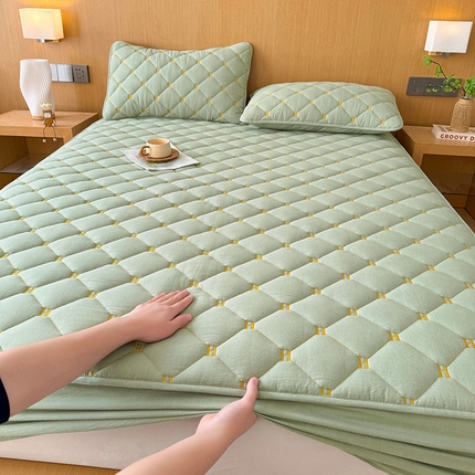 3C 2024新款H全棉水洗棉床笠 抹茶绿