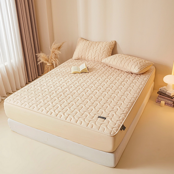 91家纺网 家纺一手货源 找家纺 3C 2025新款A类亲肤夹棉床笠-阡陌 阡陌 浅卡其