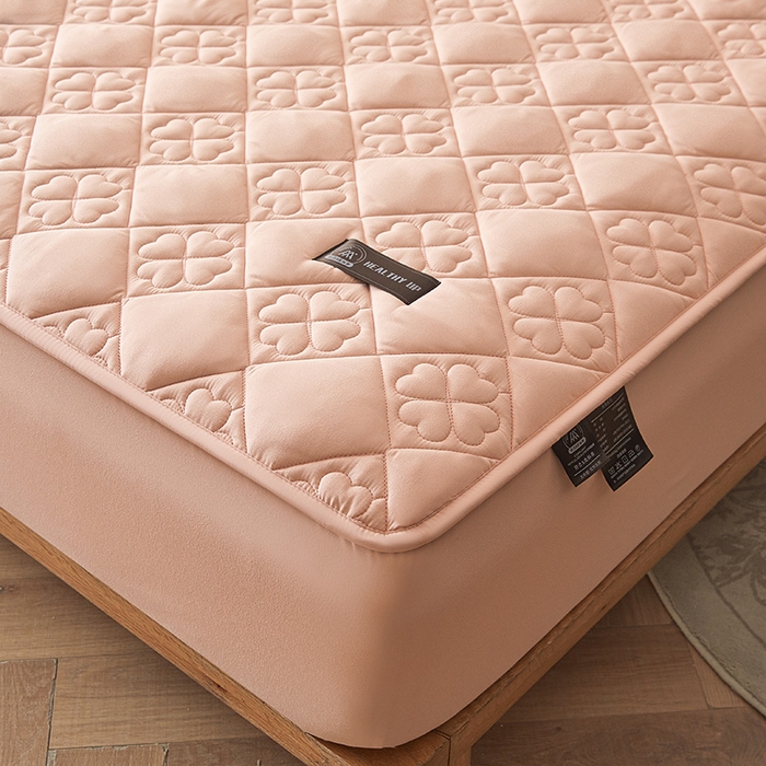 91家纺网 家纺一手货源 找家纺 3C 2025新款A类亲肤夹棉床笠-花叶 花叶 温柔粉