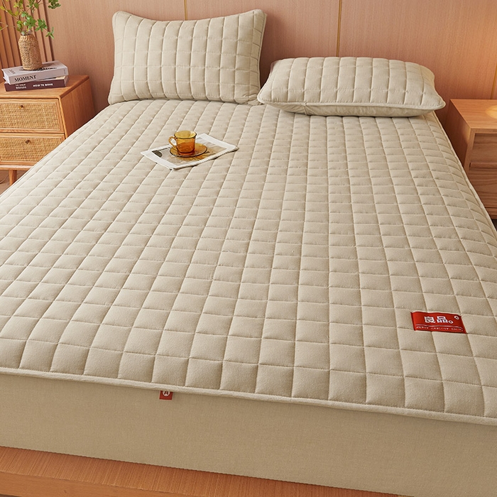 91家纺网 家纺一手货源 找家纺 3C 2025新款全棉水洗棉夹棉床笠-良品 良品 清新灰