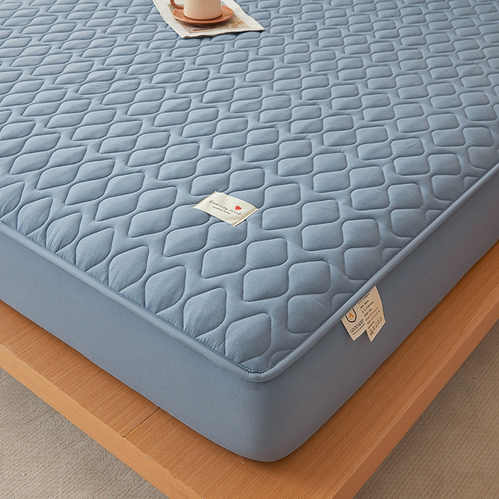 91家纺网 家纺一手货源 找家纺 3C 2025新款A类菱形格防水隔脏床笠-卡诺 卡诺-蔚蓝