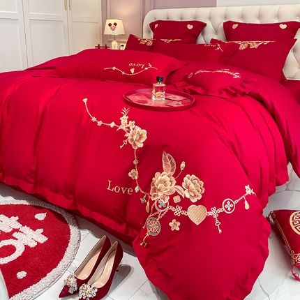 东方合美（原：皇家传奇） 2023新款亲肤舒适时尚婚庆四件套系列 浪漫相随