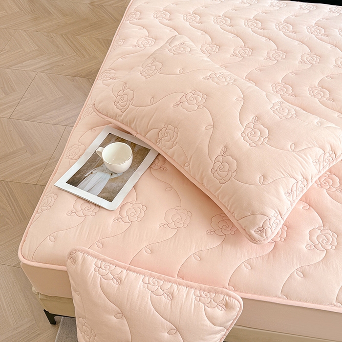 91家纺网 家纺一手货源 找家纺 （总）3C 2024新款全棉水洗棉夹棉玫瑰床笠-花语系列