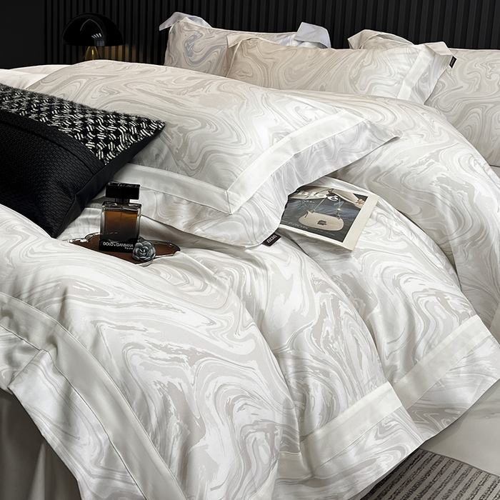 91家纺网 家纺一手货源 找家纺 春夏爆款全棉数码印花四件套纯棉轻奢风长绒棉床单被套时尚床上用品浮影 SM浮影-梵希银