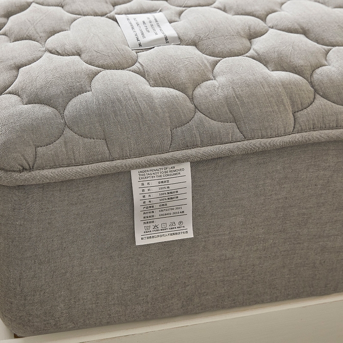 91家纺网 家纺一手货源 找家纺 3C 2025新款全棉水洗棉夹棉床笠-梦屿系列 梦屿 冰山灰