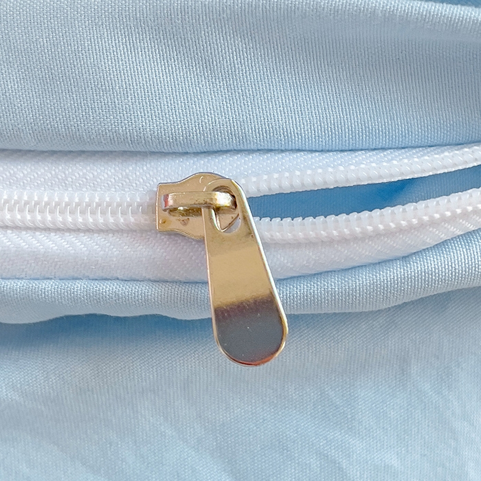 91家纺网 家纺一手货源 找家纺 森璐 2025新款水洗棉双拼四件套宿舍三件套床单被套枕套纯色-浅蓝色