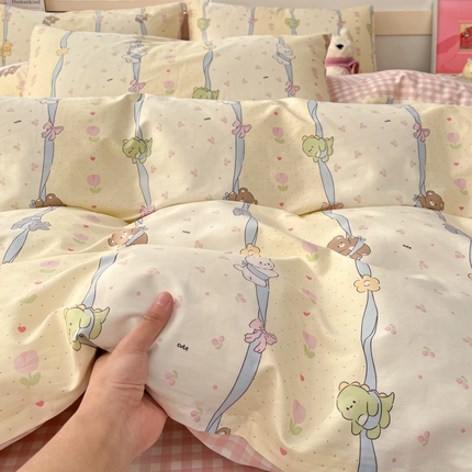 2025新款全棉卡通小清新系列四件套 秋叶熊