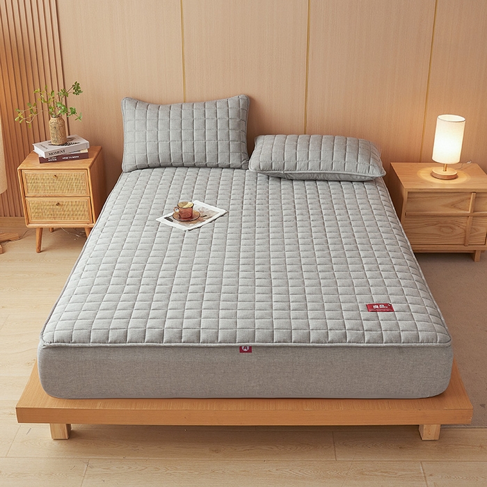 91家纺网 家纺一手货源 找家纺 3C 2025新款全棉水洗棉夹棉床笠-良品 良品 冰山灰