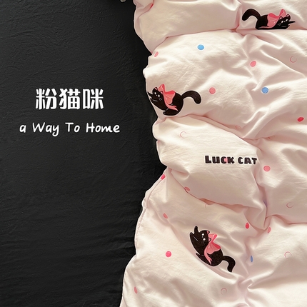 91家纺网 家纺一手货源 找家纺 （总）阿曼达 2024新款ins博主风亲肤柔软印花卡通水洗m四件套（专版花型）