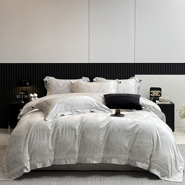91家纺网 家纺一手货源 找家纺 春夏爆款全棉数码印花四件套纯棉轻奢风长绒棉床单被套时尚床上用品浮影 SM浮影-梵希银