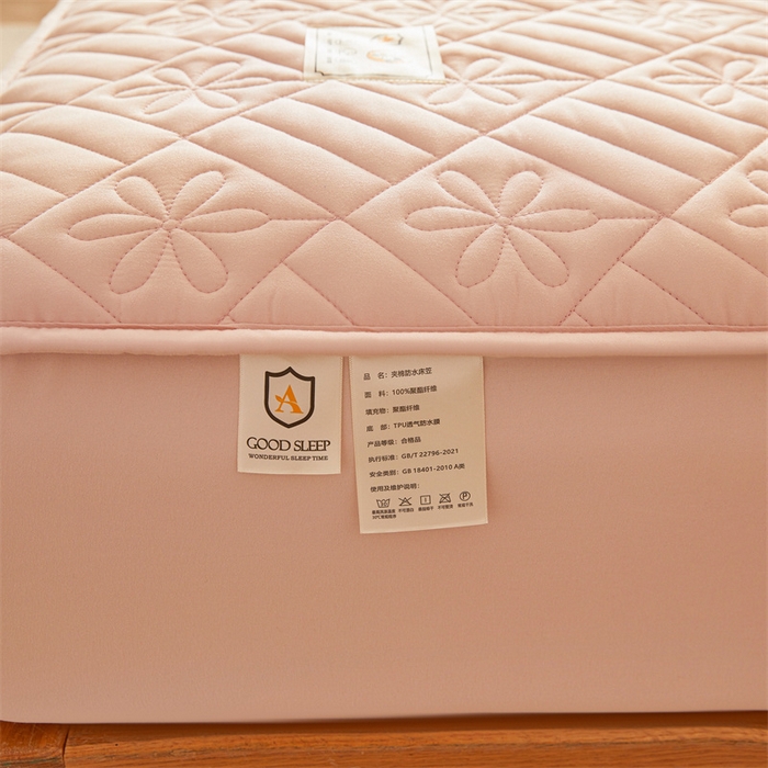 91家纺网 家纺一手货源 找家纺 3C 2025新款A类幸运花防水隔脏床笠 幸运花-嫩粉色