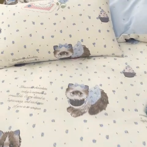 91家纺网 家纺一手货源 找家纺 2025新款全棉卡通小清新系列四件套 奶油甜宠