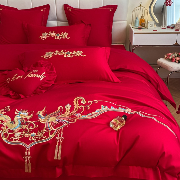 91家纺网 家纺一手货源 找家纺 东方合美（原：皇家传奇） 2023新款小红书风格热款40S婚庆系列 喜乐龙凤