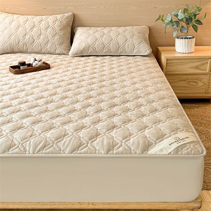 91家纺网 家纺一手货源 找家纺 3C 2024新款A类全棉抗菌防水床笠 全棉防水-清新灰